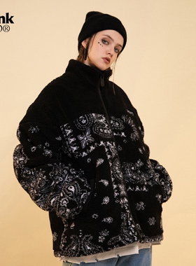 CONKLAB腰果花羊羔毛外套男 冬季2022新款国潮牌上衣情侣立领棉服