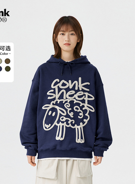 conklab可可羊发泡连帽卫衣男秋季ins潮牌宽松情侣装帽衫韩版外套