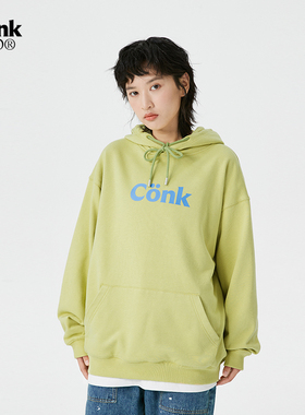 conklab 字母印花基础连帽卫衣男秋季宽松情侣装休闲美式潮牌帽衫