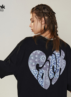 CONKLAB爱心腰果花LOGO短袖男情侣t恤国潮牌嘻哈宽松百搭半袖体恤