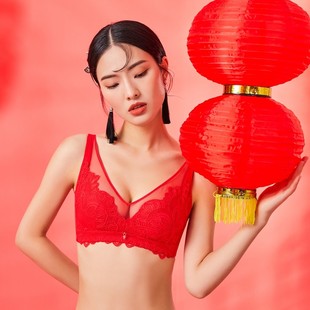 C无钢圈抹胸聚拢兔耳朵四扣 正品 奥尔黛丝超薄水晶杯文胸2730