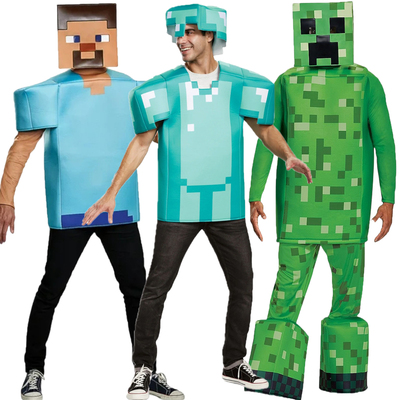 万圣节我的世界Minecraft成人Steve史蒂夫苦力怕钻石costume套装