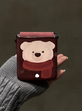 围巾小熊适用小米mix2手机壳三星Zflip7华为Pocket折叠荣耀OPPO FindN3摩托罗拉razr60新年款PuraX保护套软5