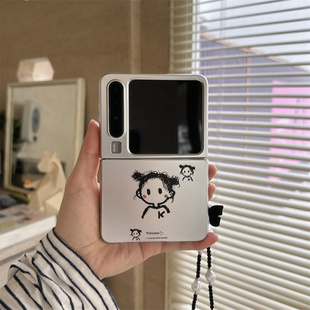 素描女孩适用小米mix手机壳三星Zflip7华为Pocket折叠荣耀OPPO 电镀PuraX保护套5 FindN3摩托罗拉razr60新款