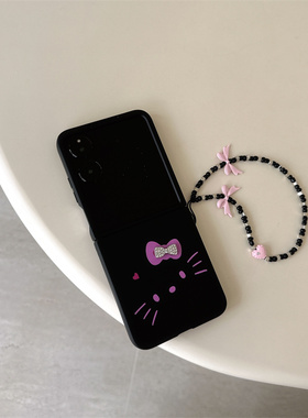 黑色Kitty肤感适用小米mix2手机壳三星Zflip7华为Pocket折叠荣耀OPPO FindN3摩托罗拉razr60新款PuraX保护套5