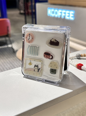 宅家小猫适用小米mix2手机壳三星Zflip7华为Pocket折叠荣耀OPPO FindN3摩托罗拉razr60新款PuraX透明保护套5