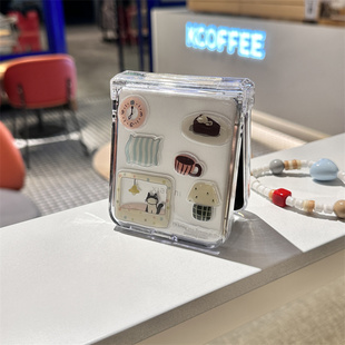 宅家小猫适用小米mix2手机壳三星Zflip7华为Pocket折叠荣耀OPPO PuraX透明保护套5 FindN3摩托罗拉razr60新款