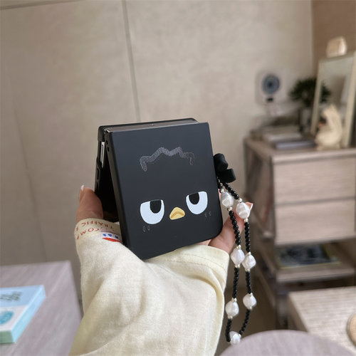 黑色小鸟表情折叠屏手机壳