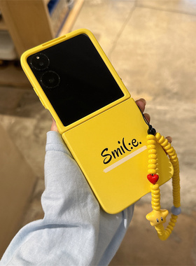 黄色英文字母适用小米mix2手机壳三星Zflip7华为Pocket折叠荣耀OPPO FindN3摩托罗拉razr60新款PuraX保护套5
