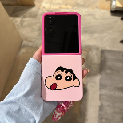 玫粉小新头像折叠屏手机壳