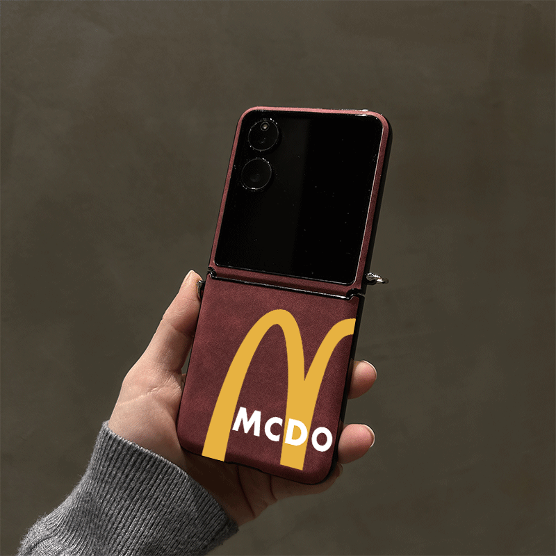 半截M记羊巴皮折叠屏手机壳