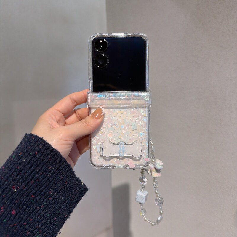 白骨支架适用小米mix2手机壳三星Zflip7华为Pocket折叠荣耀OPPO FindN3摩托罗拉razr60卡通贝壳纹PuraX保护套