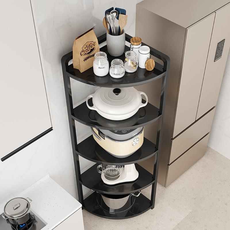 多功能厨房转角置物架缝隙拐角落地储物架多层三角放锅具收纳架子