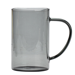 馨玉坊耐高温可加热烟灰色玻璃水杯带把办公室花茶泡茶杯子咖啡杯