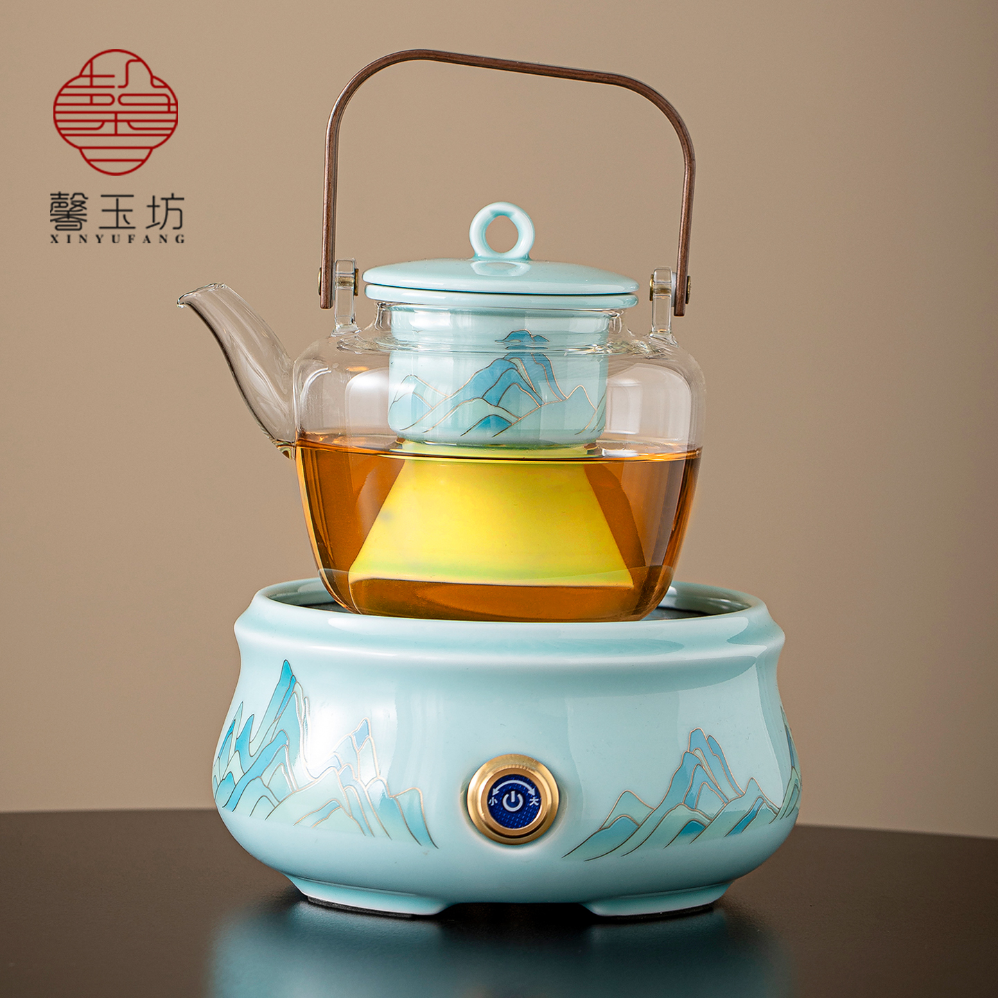 青峦文创青瓷电陶炉养生壶套装家用茶炉烧水壶高颜值煮茶器送朋友