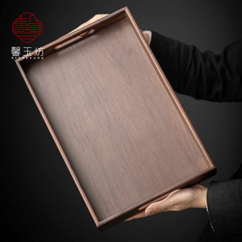 家用干泡茶盘长方形实木日式