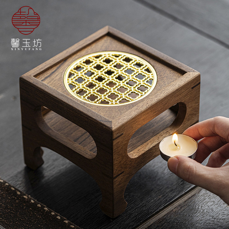 2025新款轻奢黑胡桃木温茶炉中式高脚木质温茶台蜡烛加热茶壶底座,餐饮具,煮茶炉,淘宝优惠券,粉丝福利购,淘宝优惠卷