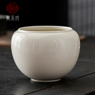 馨玉坊草木灰陶瓷建水废茶渣缸家用水盂杯洗小号茶洗功夫茶具配件