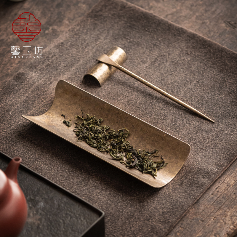 日式茶则复古茶针茶勺三件套