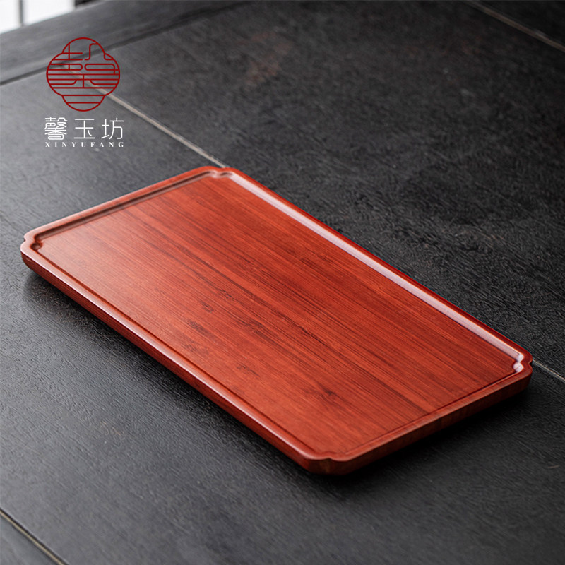 馨玉坊中式结婚喜盘红色竹制托盘新娘敬茶盖碗茶奉小号茶托糕点盘