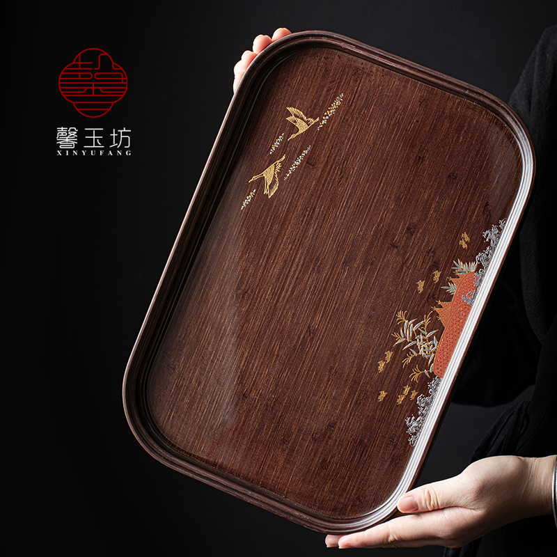 馨玉坊飞雁长方圆角茶奉托盘