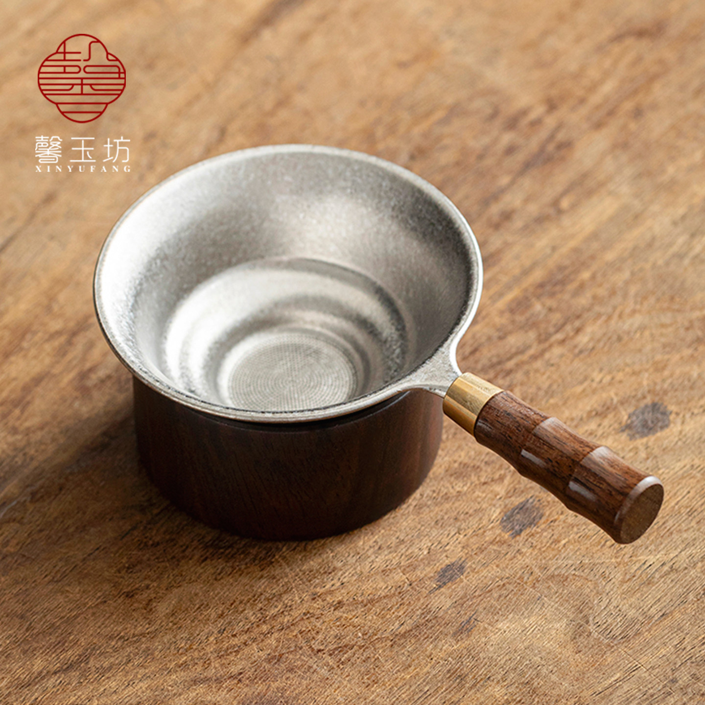轻奢纯钛超细茶漏竹节手柄含底座