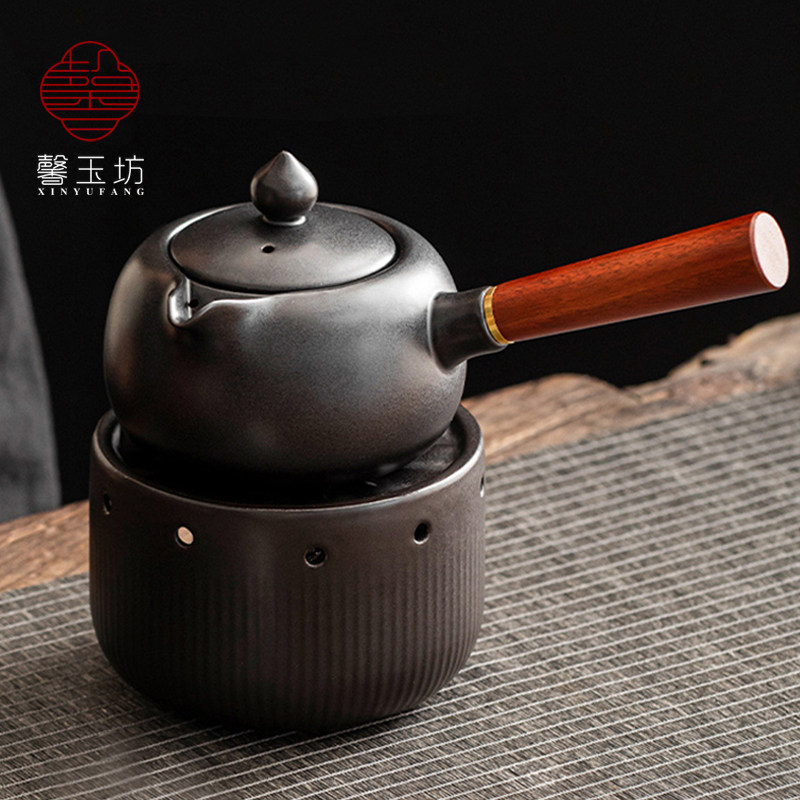古法煮茶器套装侧把陶瓷煮茶壶罐罐茶酒精炉户外烧水小火炉温茶炉
