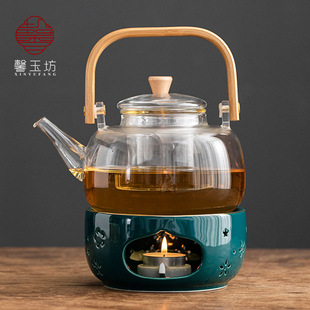 提梁壶蜡烛煮茶炉暖茶温茶炉下午茶围炉煮茶器 玻璃煮茶壶家用套装
