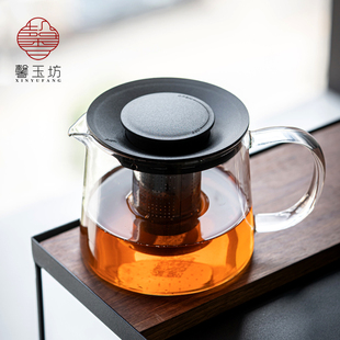 馨玉坊耐热玻璃泡茶壶家用透明飘逸杯过滤冲茶器茶水分离茶杯套装