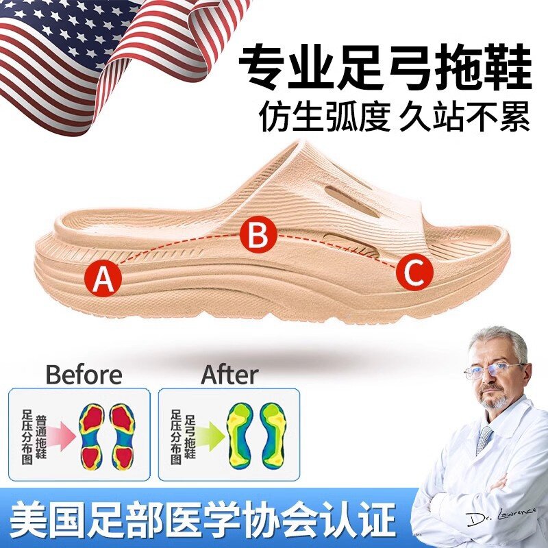 美国足弓支撑凉拖鞋扁平足塌陷矫正男女四季骨刺脚后跟疼专用eva