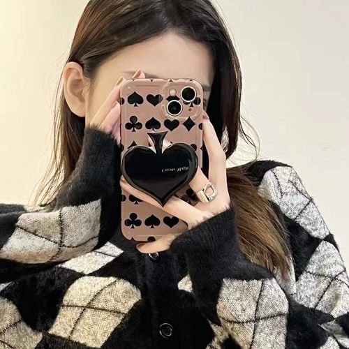 韩国ins扑克牌黑桃手机气囊支架可伸缩懒人神器指环扣卡通粘贴式
