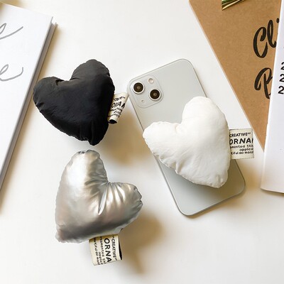 爱心气囊支架纯色解压捏捏布艺粘贴式可伸缩桌面气垫手机指环扣