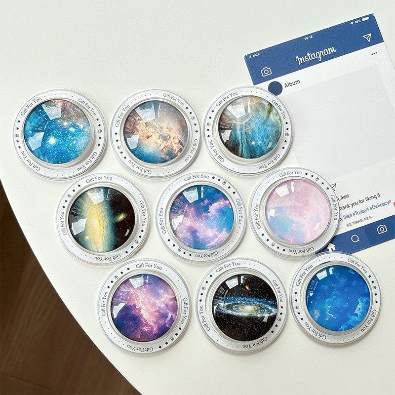 星空水晶球手机磁吸支架气囊可伸缩创意玻璃便携式可拆卸桌面支架