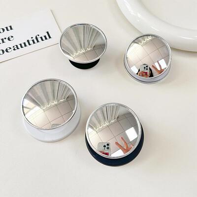 超广角镜子圆形支架气囊折叠支架伸缩指环补妆镜简约桌面看剧