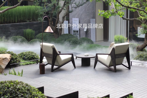 北欧户外防水布游艇皮马鞍皮铝合金不锈钢实木柚木休闲沙发套组合