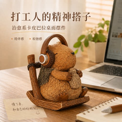 卡皮巴拉治愈系解压桌面摆件办公室工位情绪稳定神器生日礼物女生