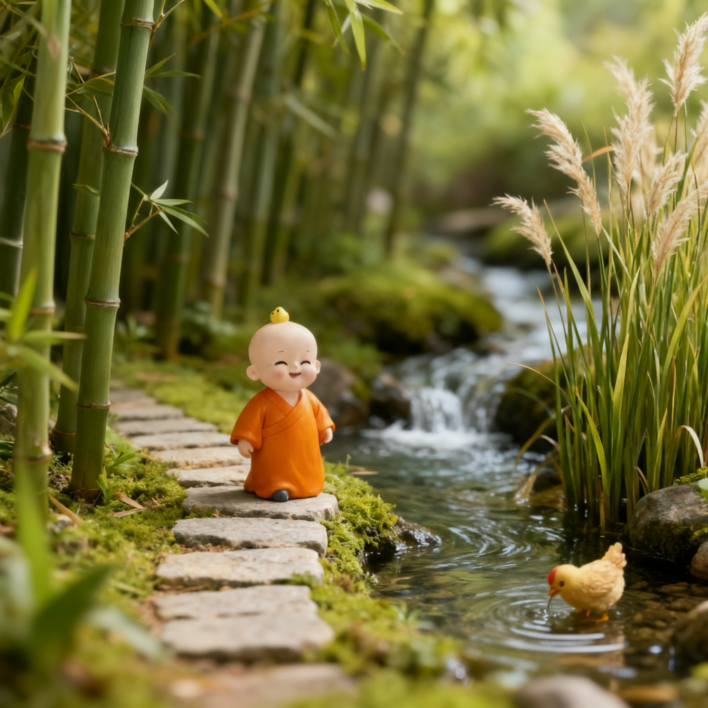 可爱小和尚卡通3D模型摆件