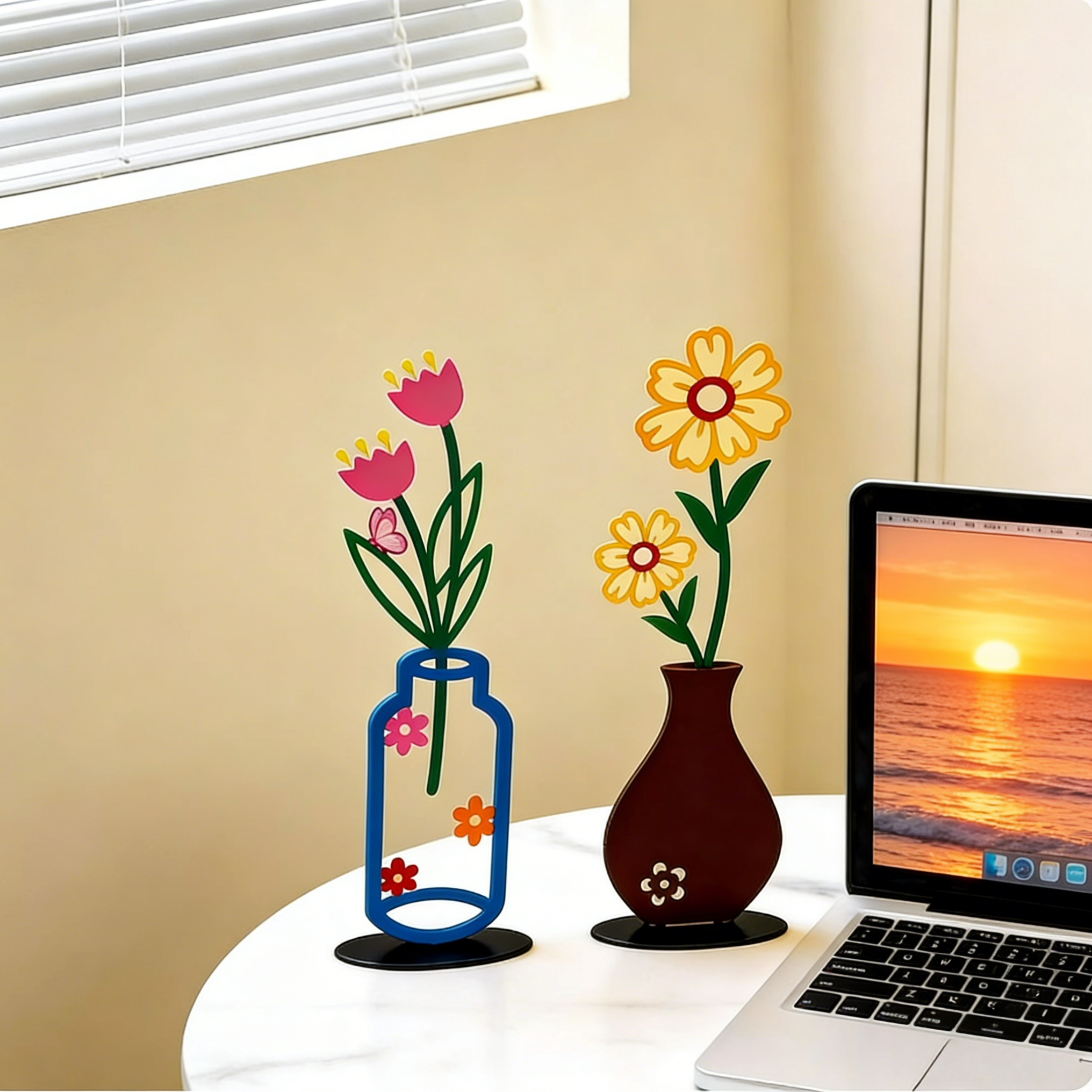 多巴胺铁艺花瓶摆件电视柜餐边办公室桌面中古风门口玄关布置装饰