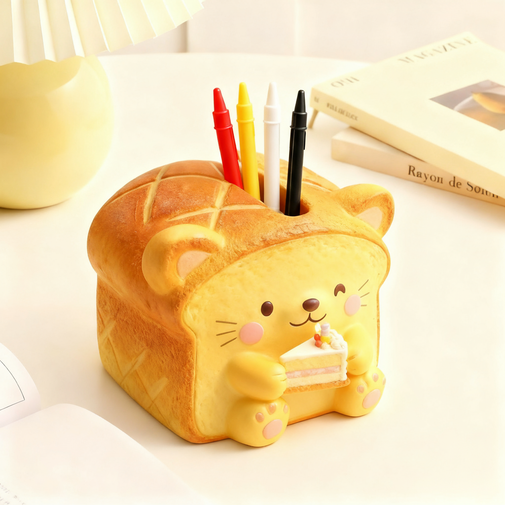 可爱卡通面包造型笔筒