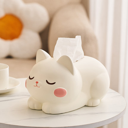 猫咪纸巾盒客厅家用创意可爱餐桌面抽纸巾盒装饰摆品件高级感小众