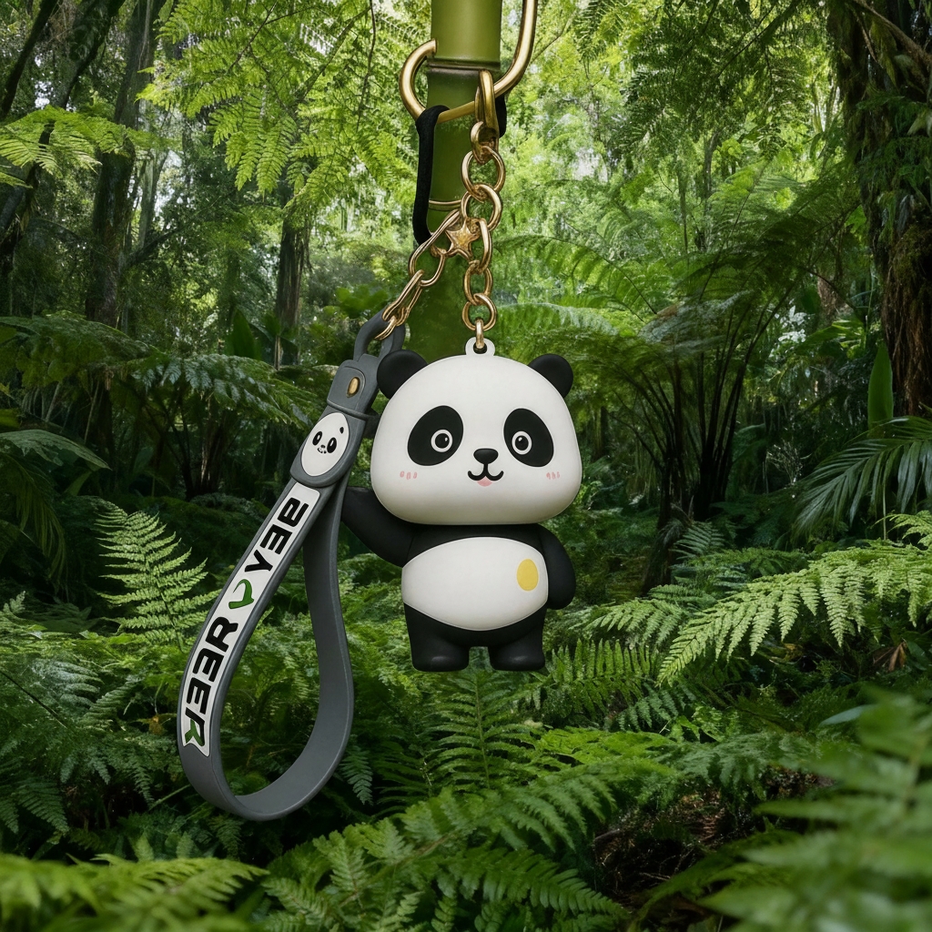 卡通可爱抱竹小熊猫钥匙扣