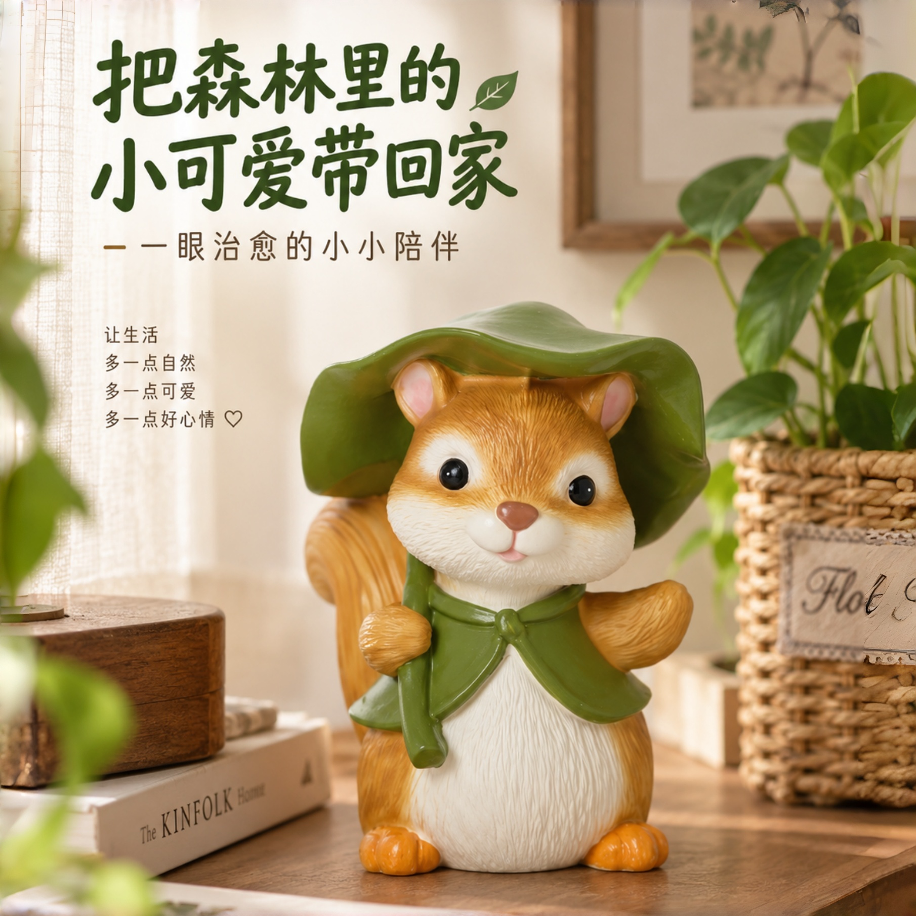 田园风小松鼠摆件可爱治愈系创意办公室工位桌面装饰品生日小礼物