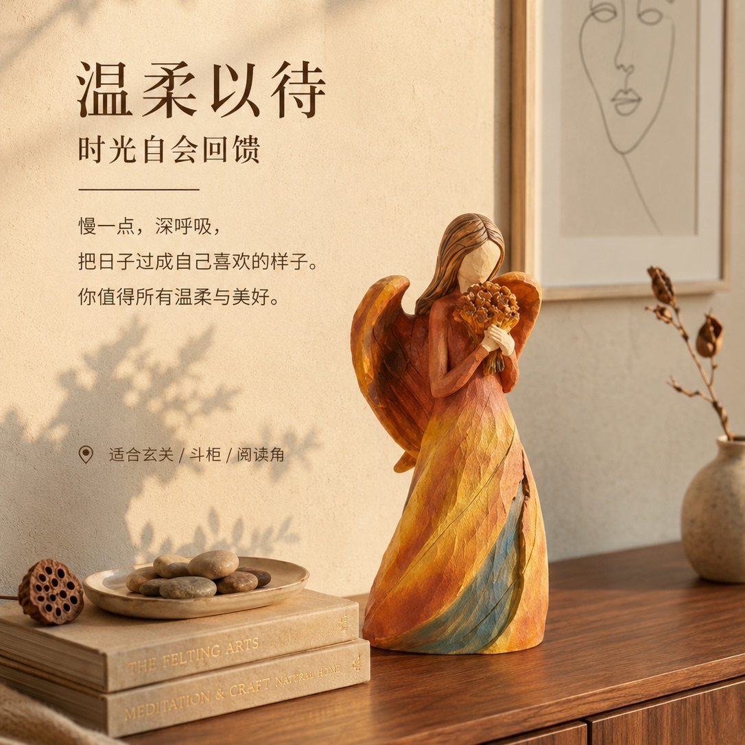 中古风vintage天使少女桌面摆件卧室斗柜子咖啡馆书店民宿装饰品图片