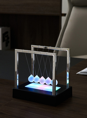 创意发光解压磁悬浮混沌桌面小摆件女生永动机牛顿摆球办公室装饰