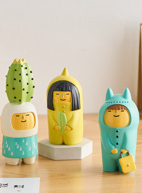 森系文艺人物桌面摆件办公室治愈客厅书柜卧室儿童房间布置装饰品
