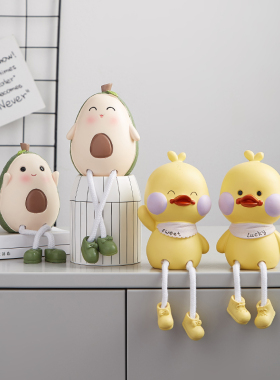 创意可爱吊脚娃娃客厅小摆件家居装饰品儿童房间卧室电视柜玩偶女