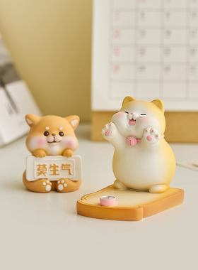 莫生气猫咪手机支架可爱情绪稳定不焦虑工位解压摆件治愈女生礼物