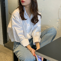 衬衫女设计感小众2025新款韩版夏季宽松休闲百搭纯棉长袖白衬衣