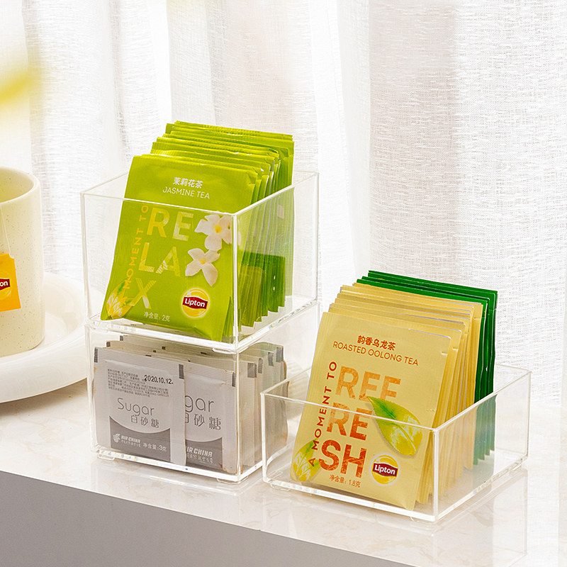 桌面整理盒咖啡包速溶奶茶办公室茶水间透明盒子展示架茶包收纳架,收纳整理,桌面收纳盒,淘宝优惠券,粉丝福利购,淘宝优惠卷