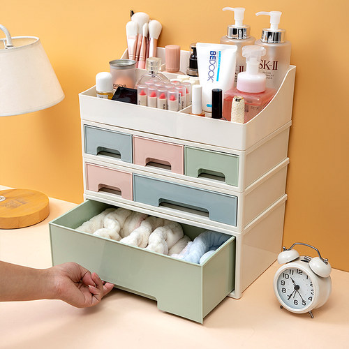 桌面塑料可叠加办公护肤品储物盒